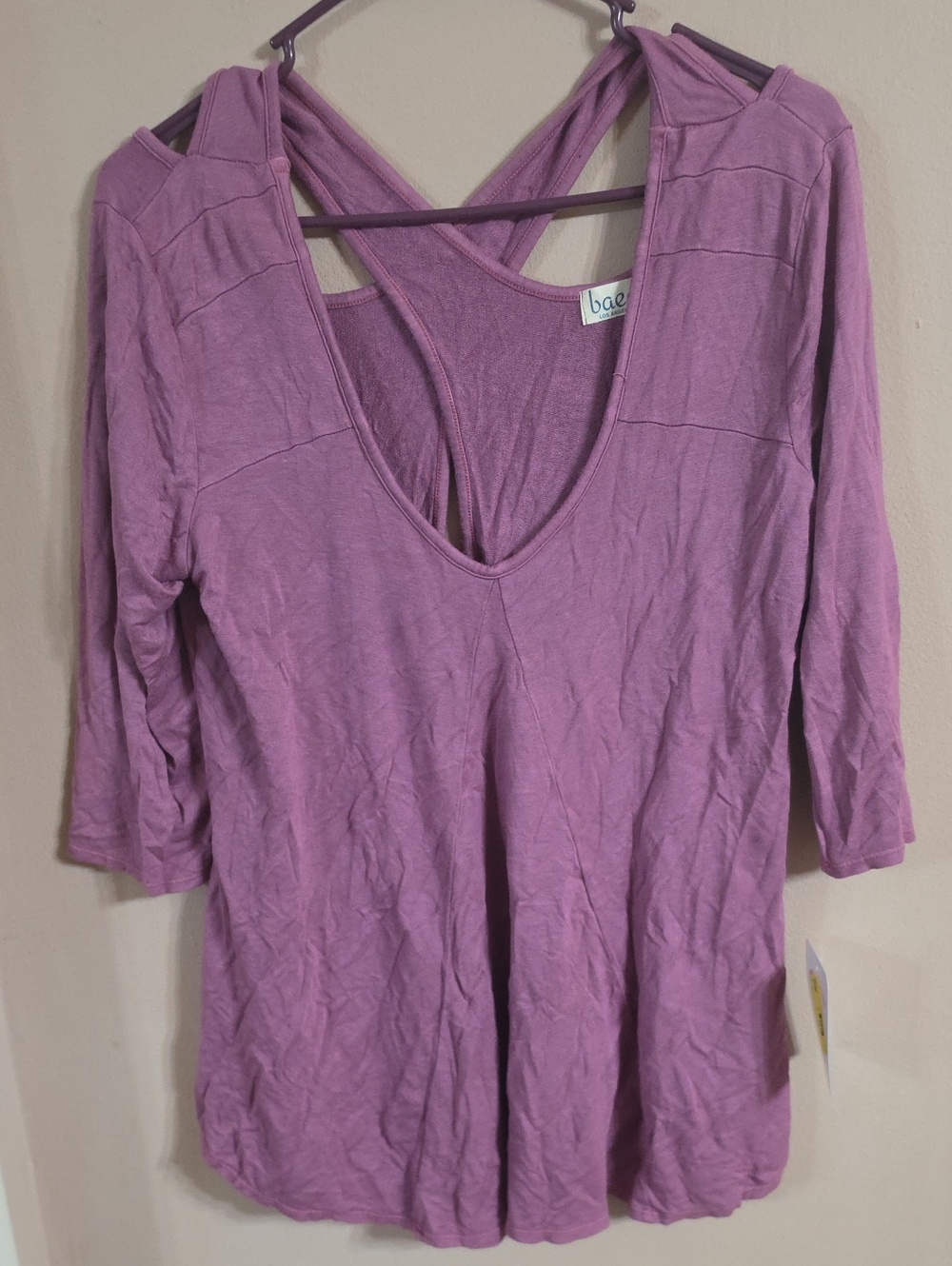 Bae Lavender Crisscross Back V-Neck Tunic